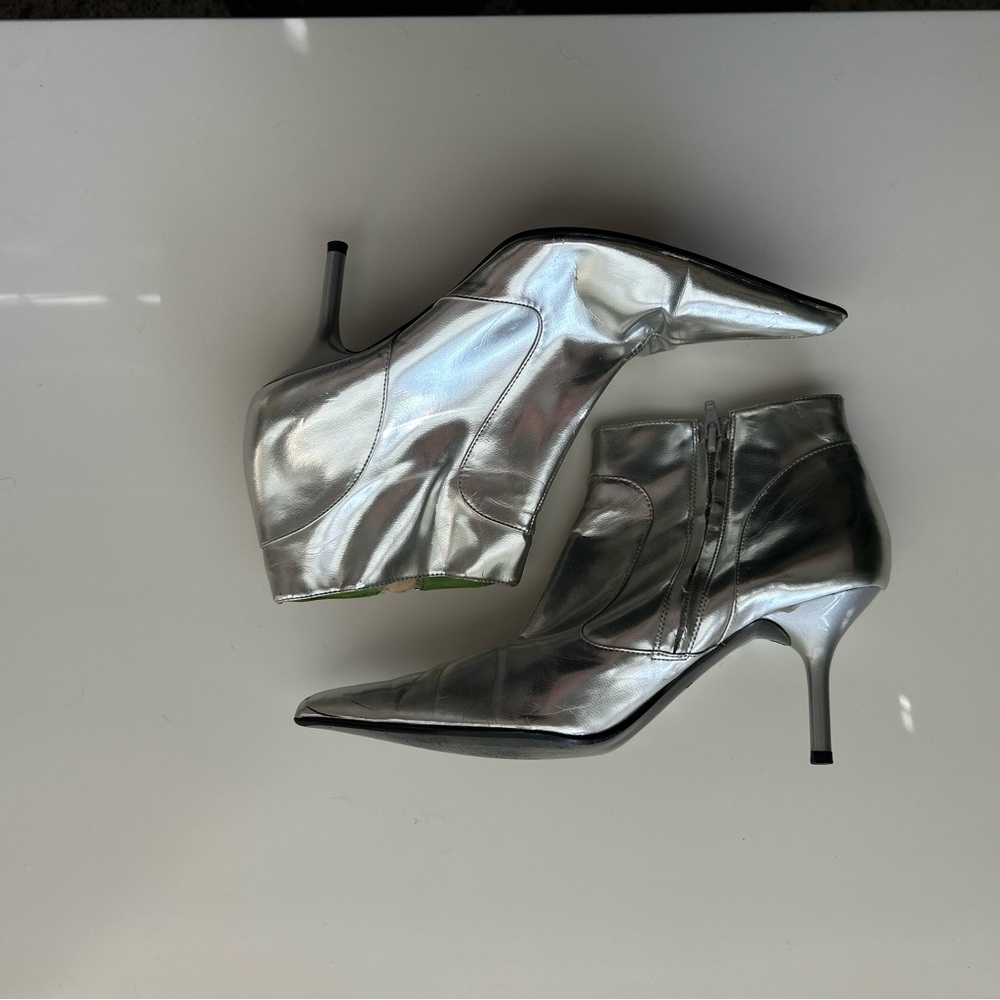 Steve Madden Metallic Silver Heeled Boots